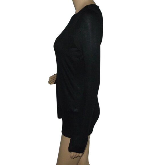 White House Black Market Shirt Womens Small black long sleeve ribbed knit crew - Picture 7 of 11